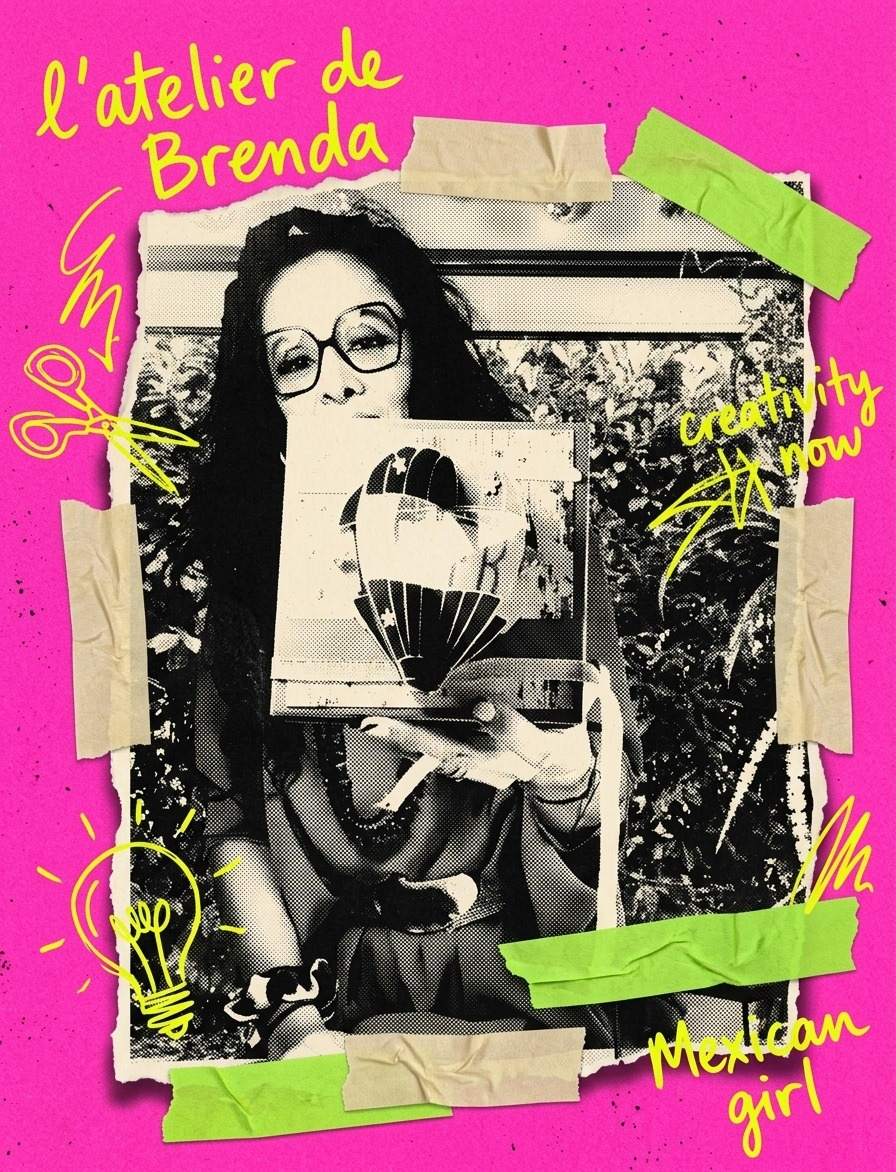 L'Atelier de Brenda, affiche de présentation : Brenda Andriollo, créatrice franco-mexicaine, présente une de ses créations en papier