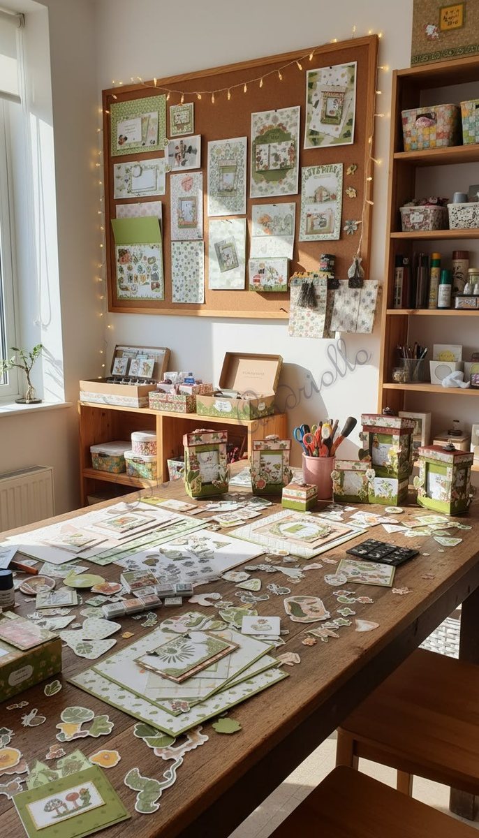 La table de travail d'un atelier Box Calendrier Souvenirs à Barby