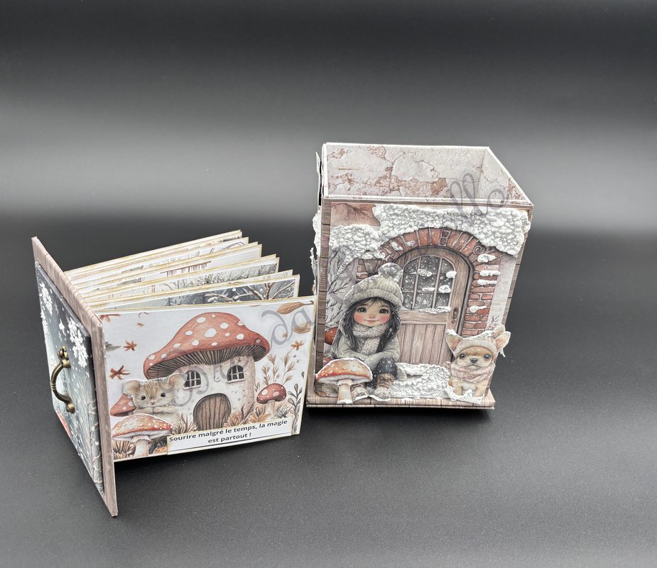 Boîte enchantée et son mini-album, cartonnage créatif