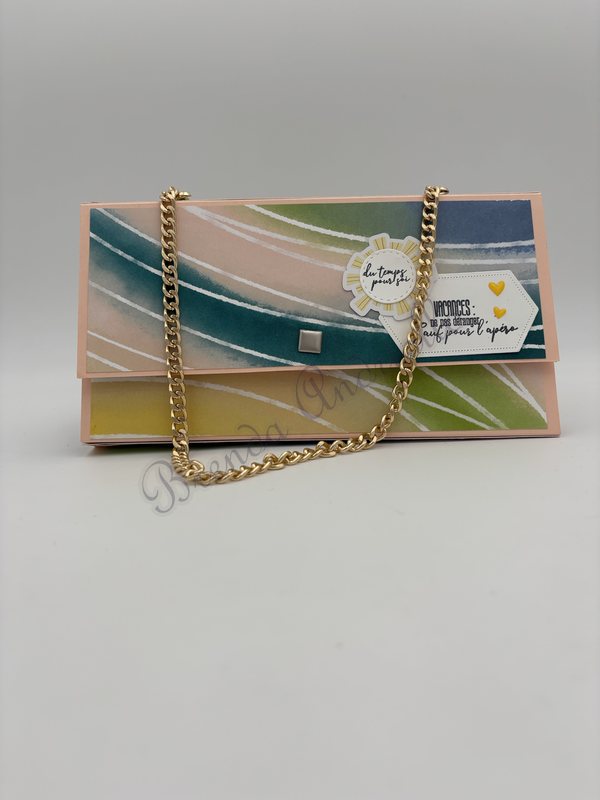 Pochette dégradé coucher de soleil à chaîne dorée