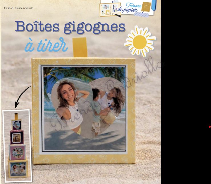 Les Boîtes gigognes à tirer de Brenda Andriollo, publiées dans Passion Scrapbooking