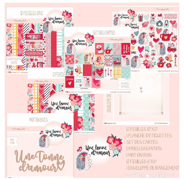 Collection de papiers Une tonne d'amour, scrapbooking