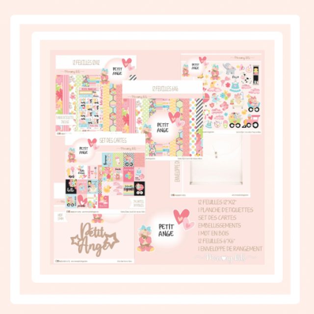 Collection de papiers Petit Ange · fille, scrapbooking