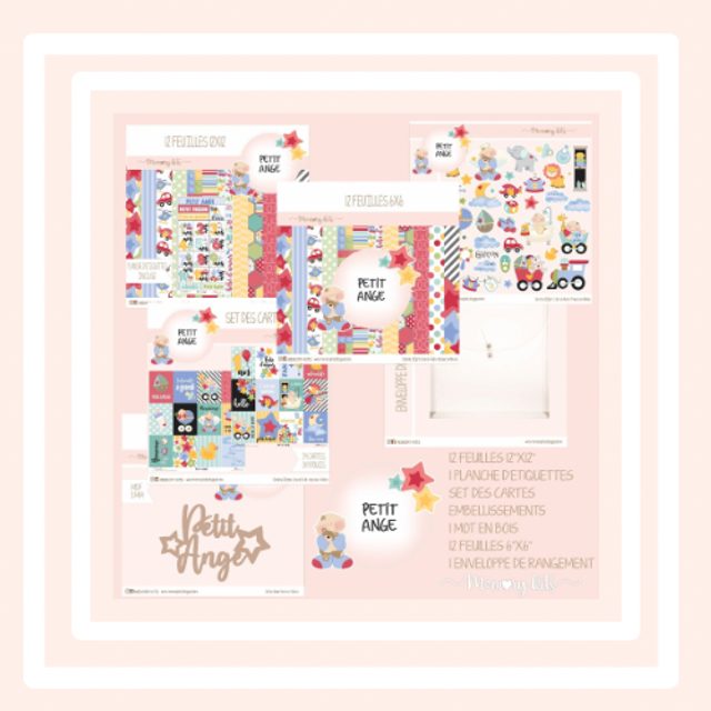 Collection de papiers Petit Ange · garçon, scrapbooking