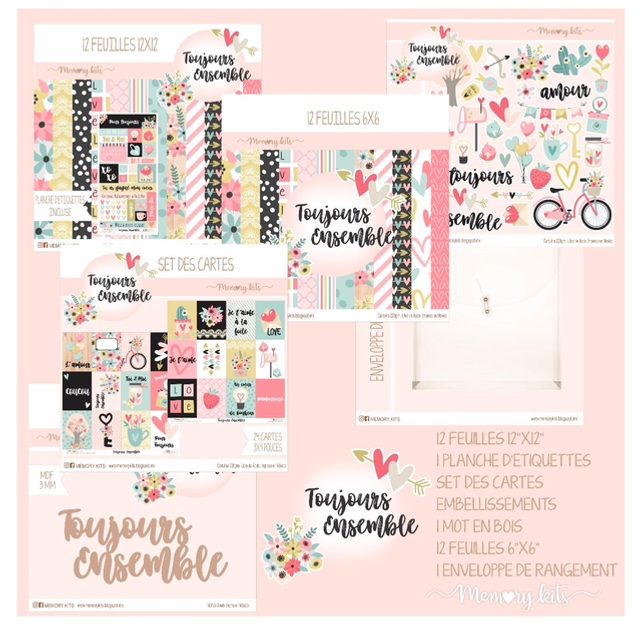Collection de papiers Toujours ensemble, scrapbooking
